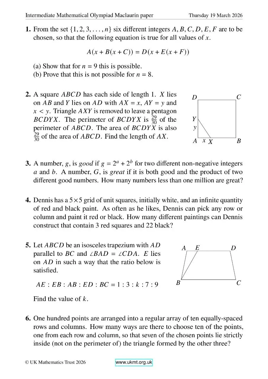 2026年英国中级奥数竞赛真题及答案 第3张 2026年英国中级奥数竞赛真题及答案 第3张