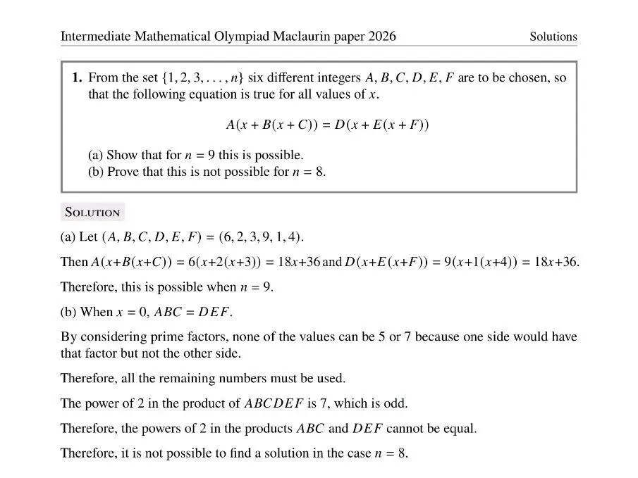 2026年英国中级奥数竞赛真题及答案 第4张 2026年英国中级奥数竞赛真题及答案 第4张