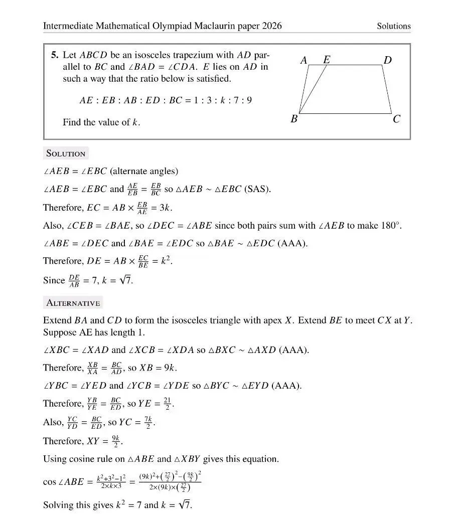 2026年英国中级奥数竞赛真题及答案 第8张 2026年英国中级奥数竞赛真题及答案 第8张