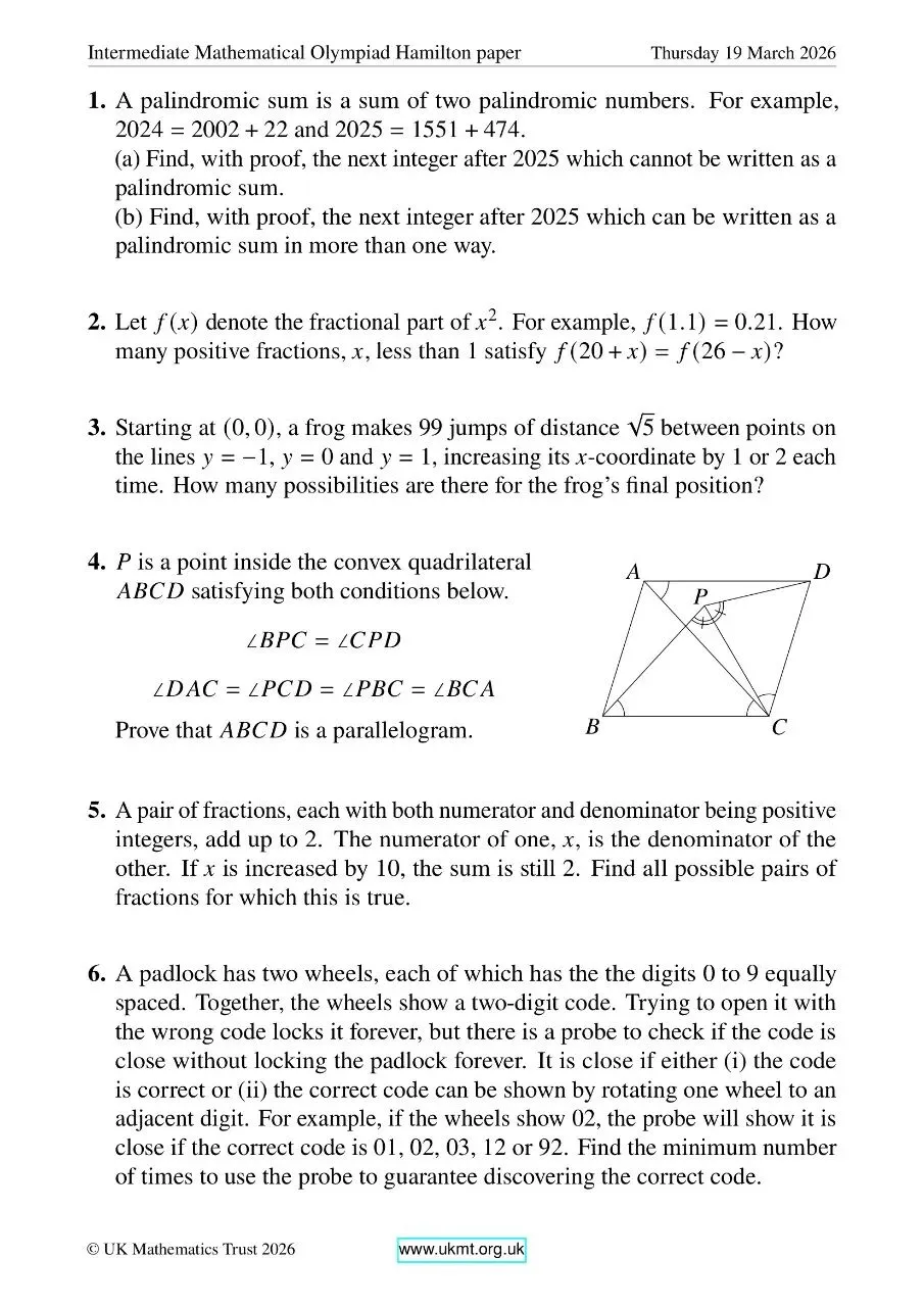 2026年英国中级奥数竞赛真题及答案 第10张 2026年英国中级奥数竞赛真题及答案 第10张