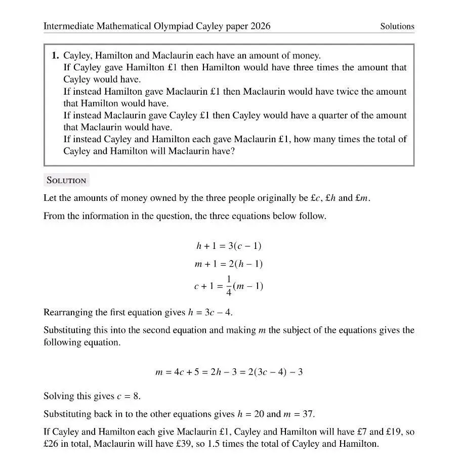 2026年英国中级奥数竞赛真题及答案 第20张 2026年英国中级奥数竞赛真题及答案 第20张