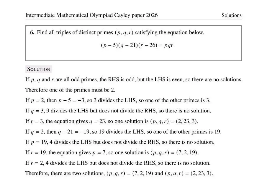 2026年英国中级奥数竞赛真题及答案 第25张 2026年英国中级奥数竞赛真题及答案 第25张