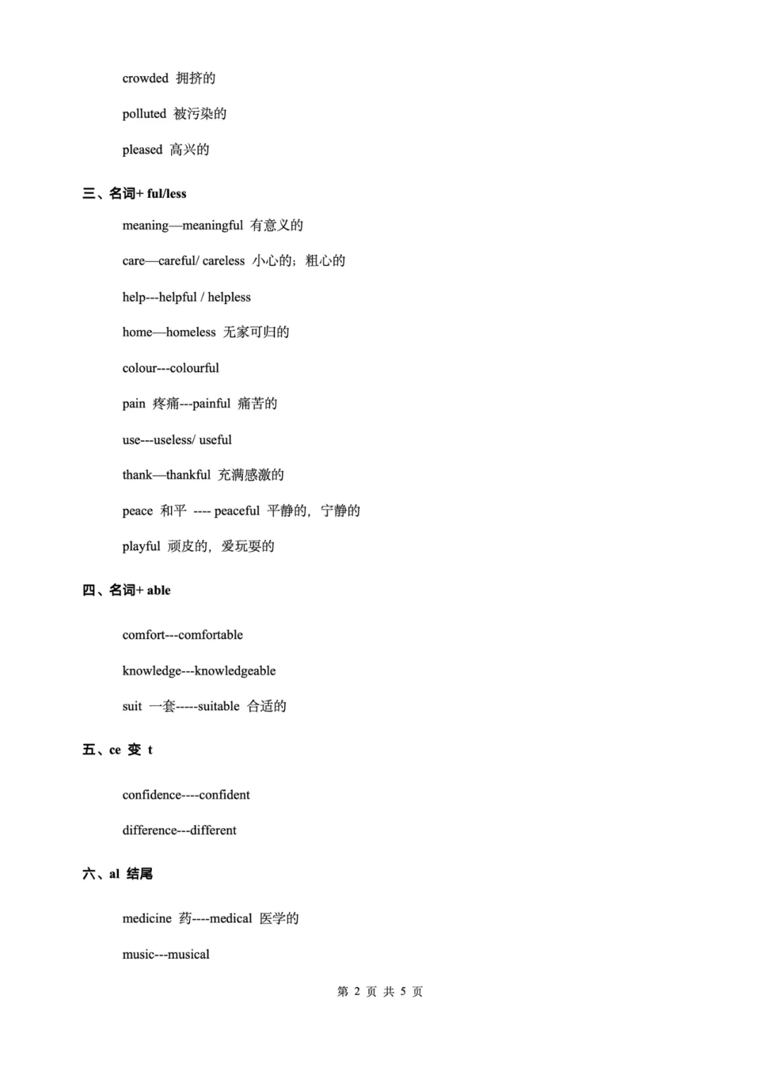 中考英语必备系列(六)——名词变形容词规律总结 第2张