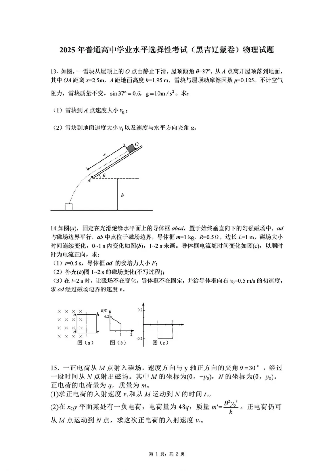 2025年高考各科试卷回忆版及参考答案 第83张