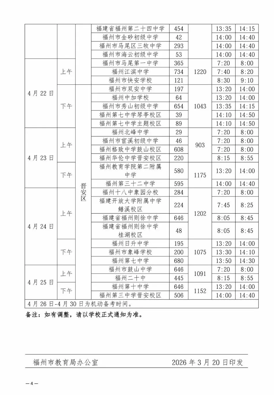 转载| 2026年福州体育中考各校时间安排出炉! 第6张