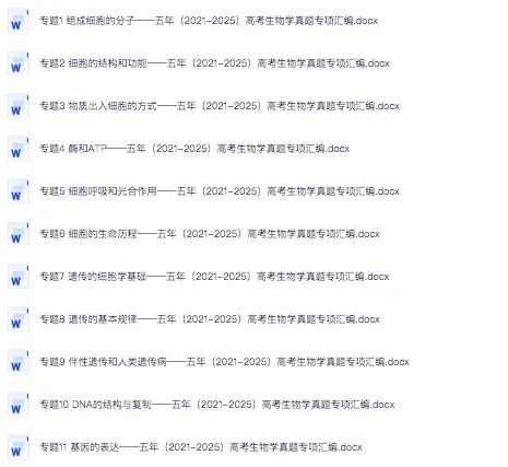 近五年2021-2025高考生物真题分类汇编,收藏打印! 第1张 近五年2021-2025高考生物真题分类汇编,收藏打印! 第1张