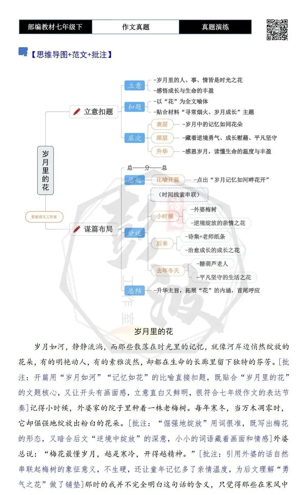 【作文-真题演练】七年级下-28-岁月里的花-思维导图+解析+范文批注指导 第6张 【作文-真题演练】七年级下-28-岁月里的花-思维导图+解析+范文批注指导 第6张