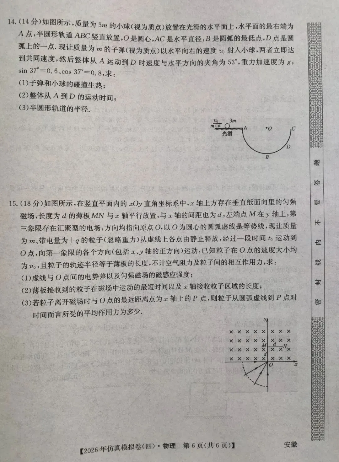 2026年普通高中学业水平选择性考试仿真模拟试卷(四)试卷和答案 第6张