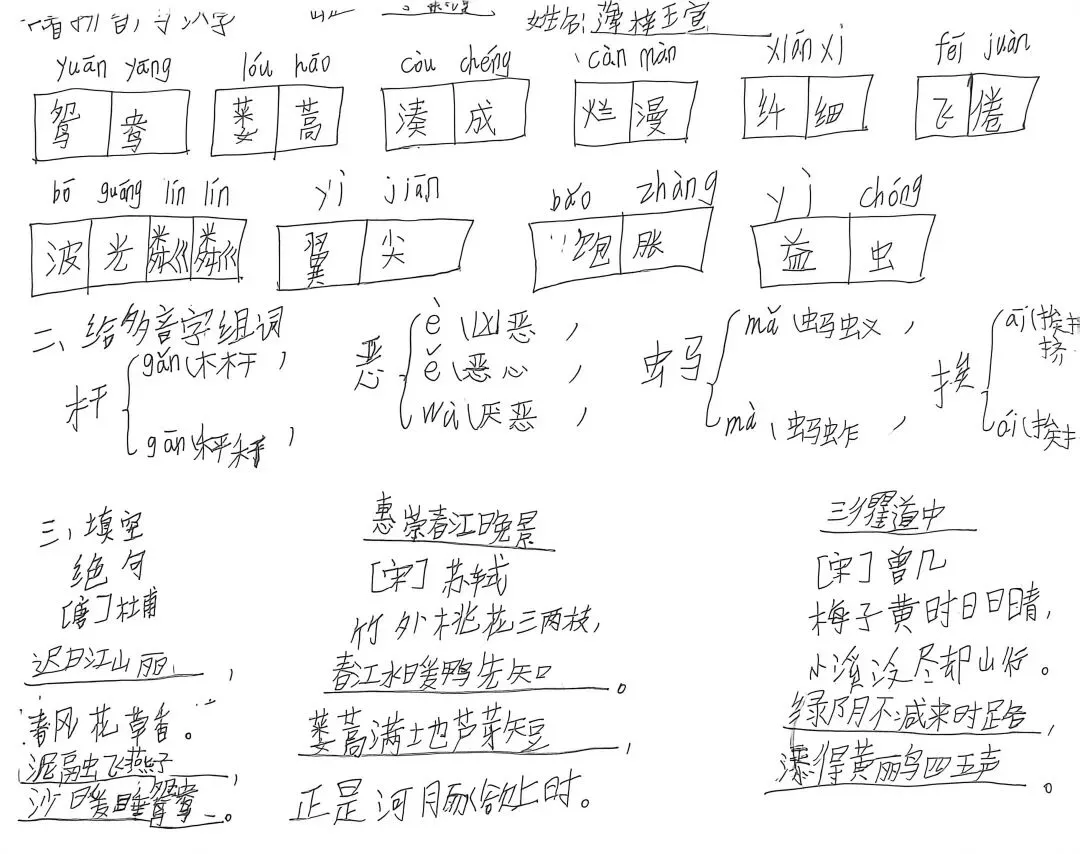 【百字班班同行营】三下第一单元出试卷 第3张
