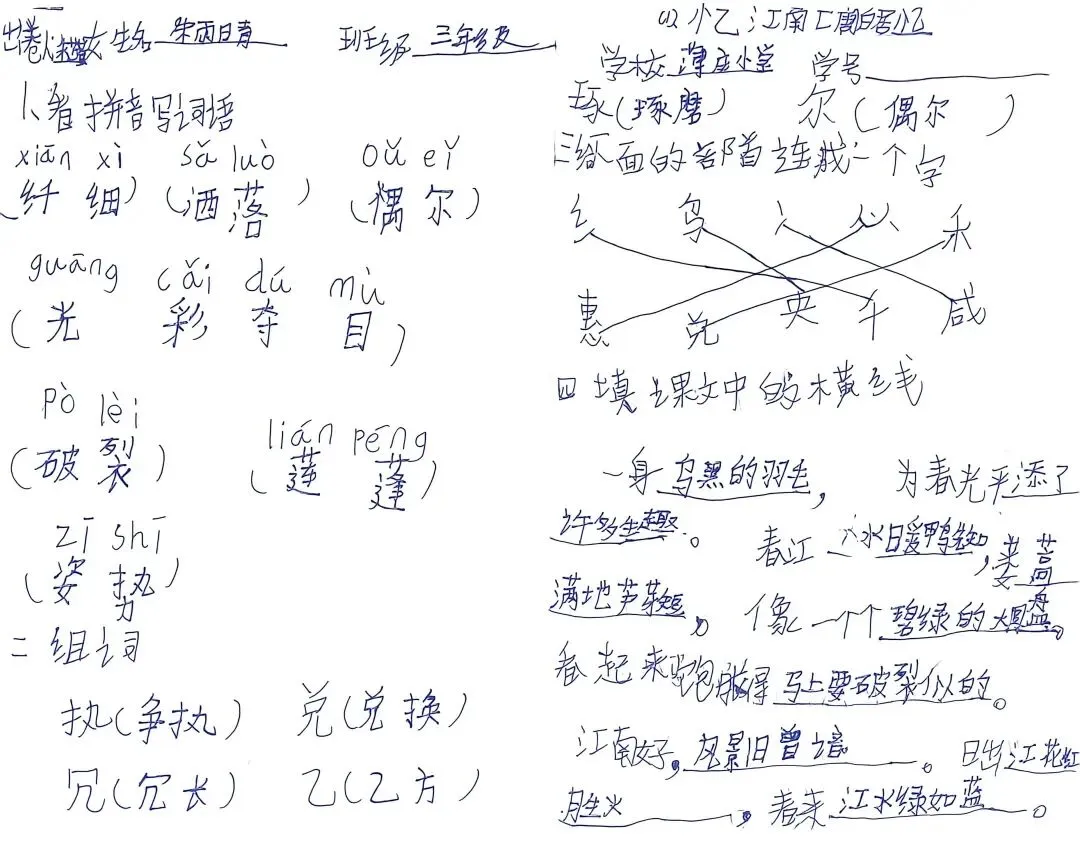 【百字班班同行营】三下第一单元出试卷 第5张
