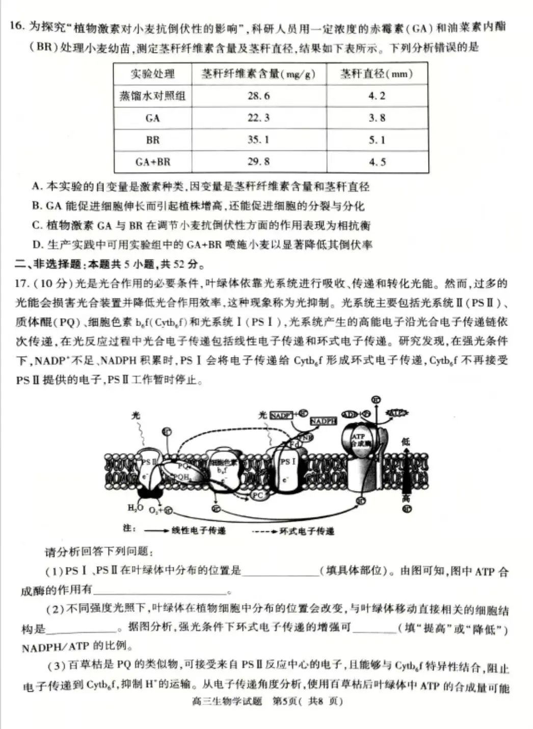2026年河南省高三五市一模生物学试卷及答案解析 第5张