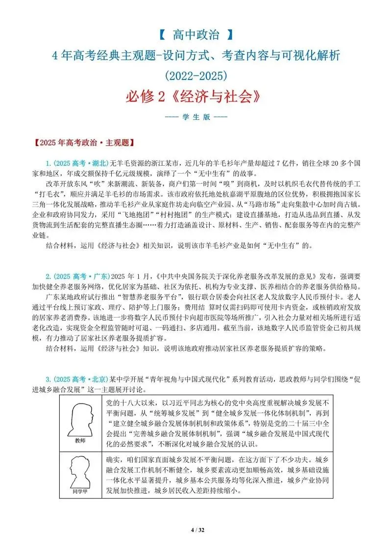 真题汇编 | 必修2《经济与社会》4年高考经典主观题(设问方式、考查内容与可视化解析PPT) 第48张