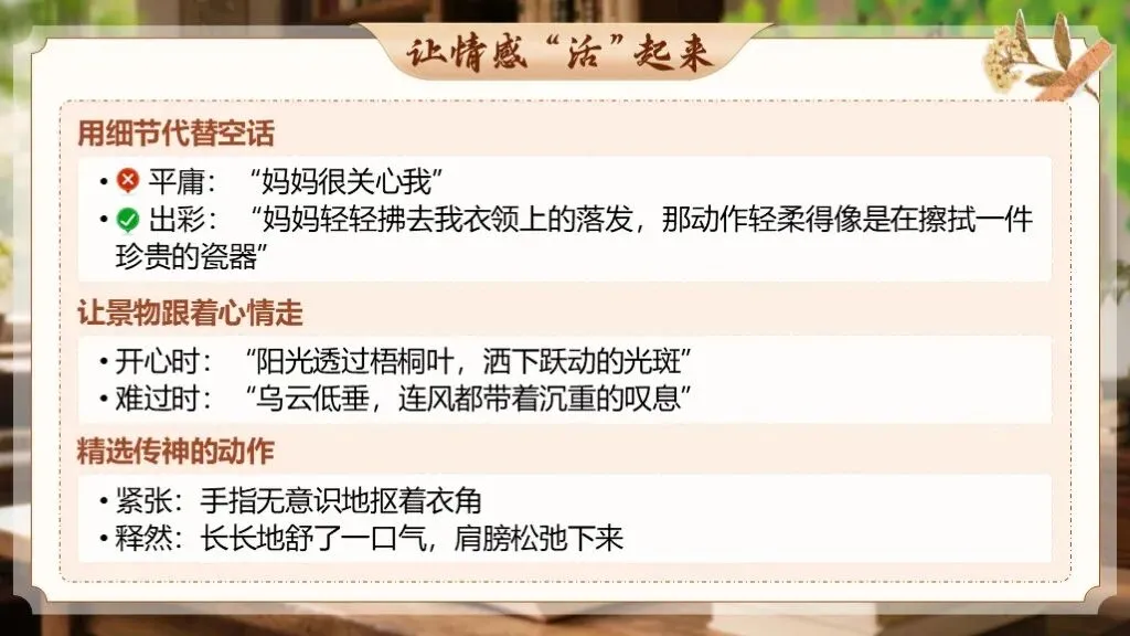 【中考作文万能模板】《记叙文“情感线索”式高分模板》| 情牵一线,文贯全篇! 第19张