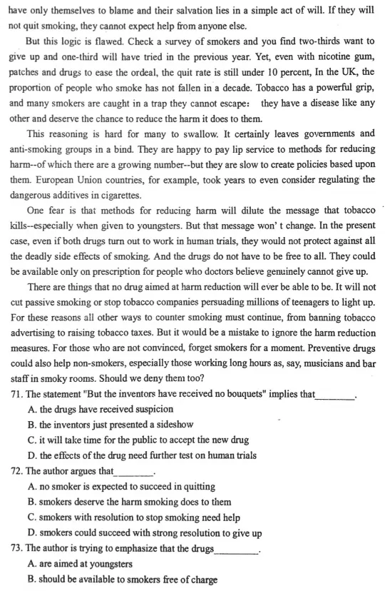 考博英语真题:2006-71~75(阅读理解) 第3张