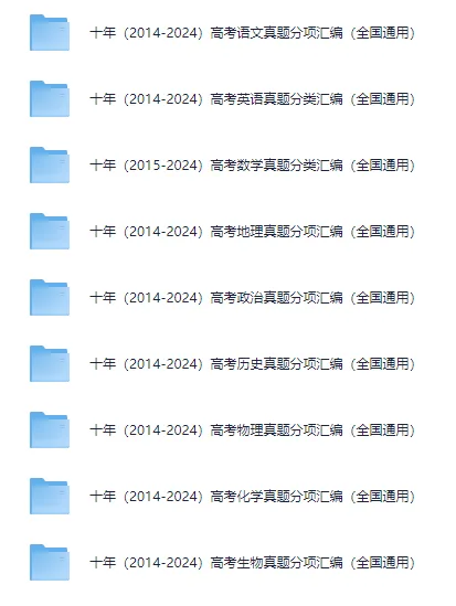 高中全科目《十年高考真题》分类汇编2014-2024历年高考真题(网盘打包下载) 第3张 高中全科目《十年高考真题》分类汇编2014-2024历年高考真题(网盘打包下载) 第3张