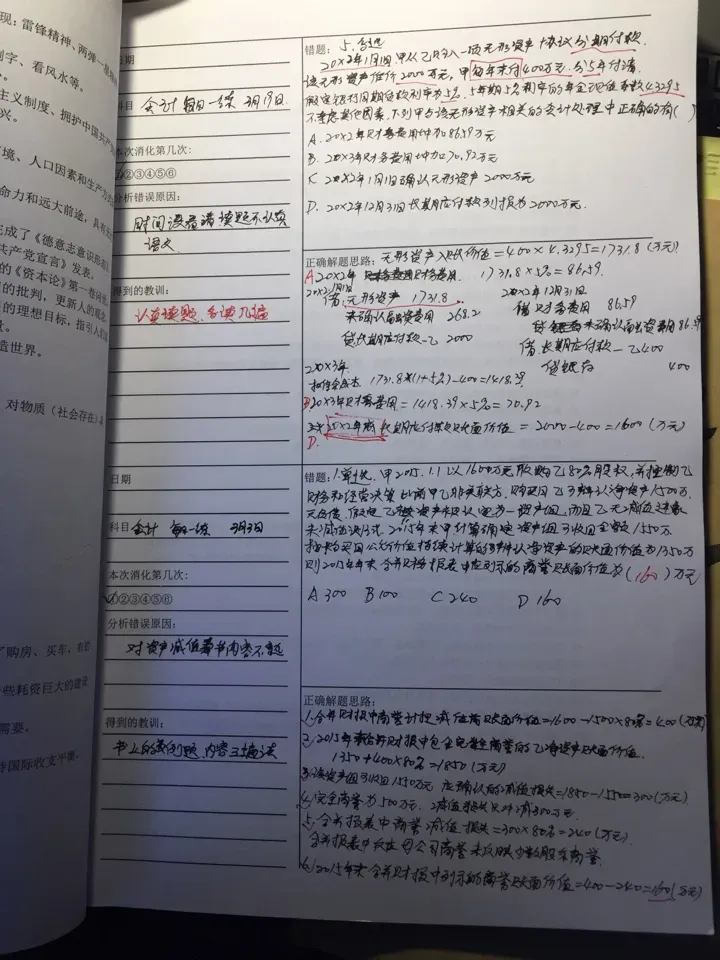 别浪费CPA真题!一次过六科的错题本,到底长啥样? 第3张