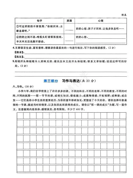 2024江苏省苏州市小学毕业考试语文试卷 第8张