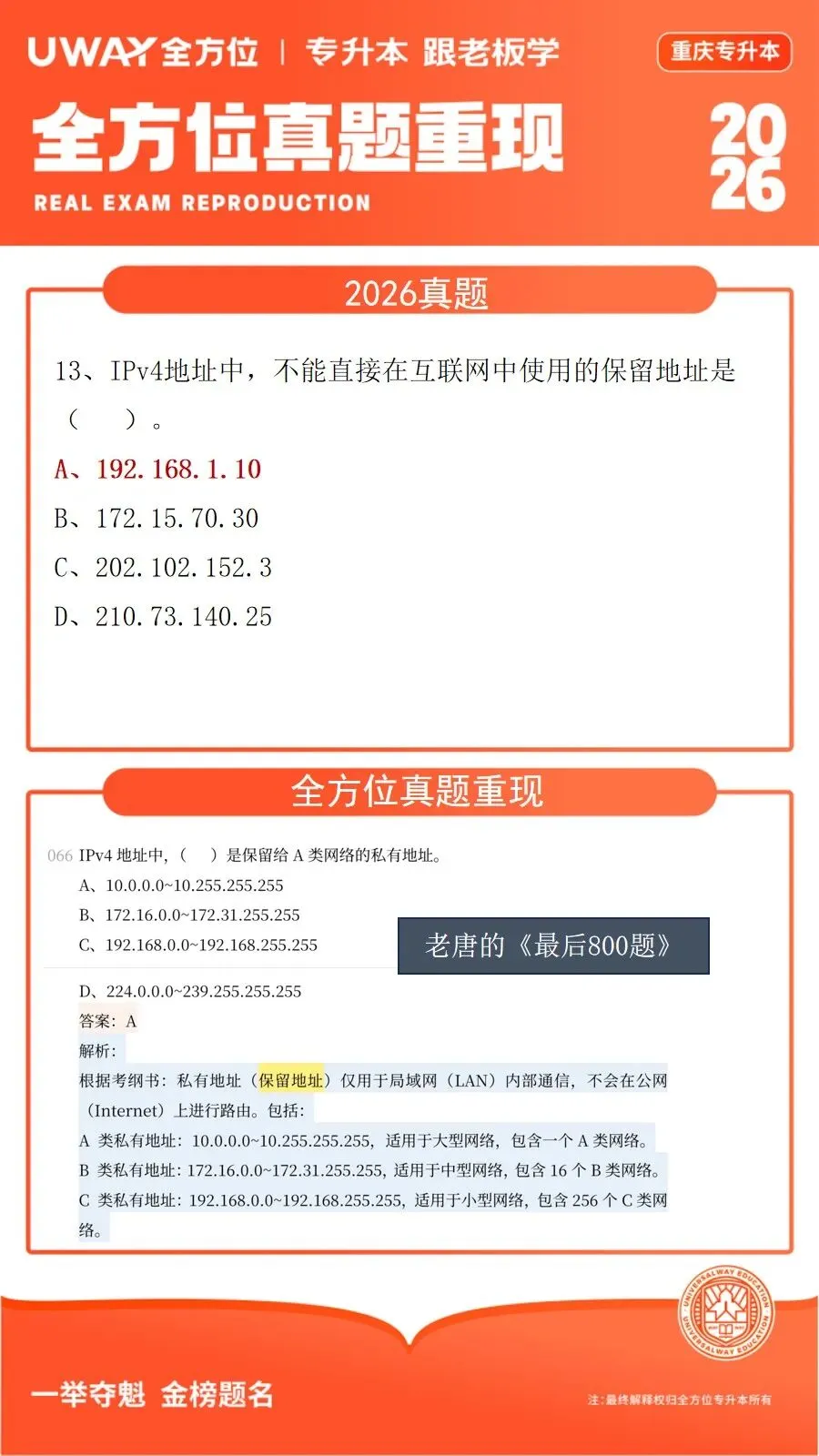 41道原题!2026年重庆专升本计算机真题重现 第9张