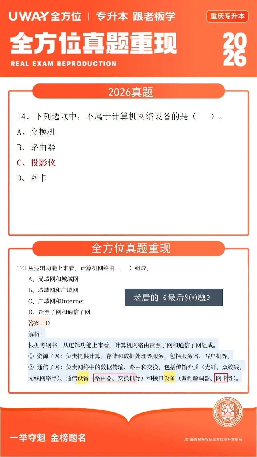41道原题!2026年重庆专升本计算机真题重现 第10张