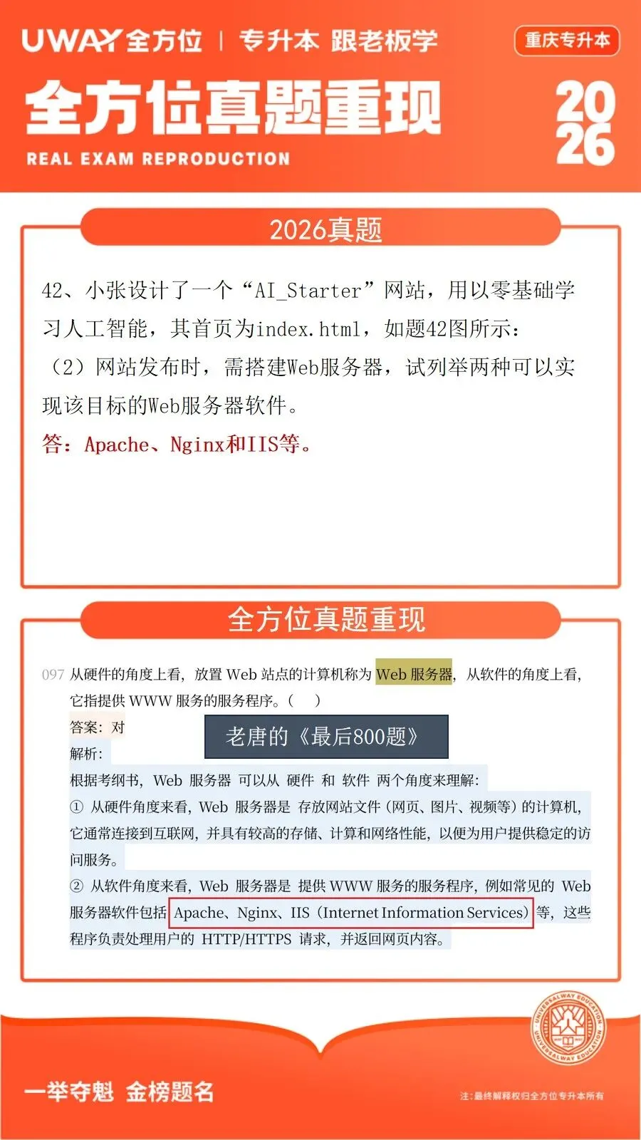41道原题!2026年重庆专升本计算机真题重现 第29张