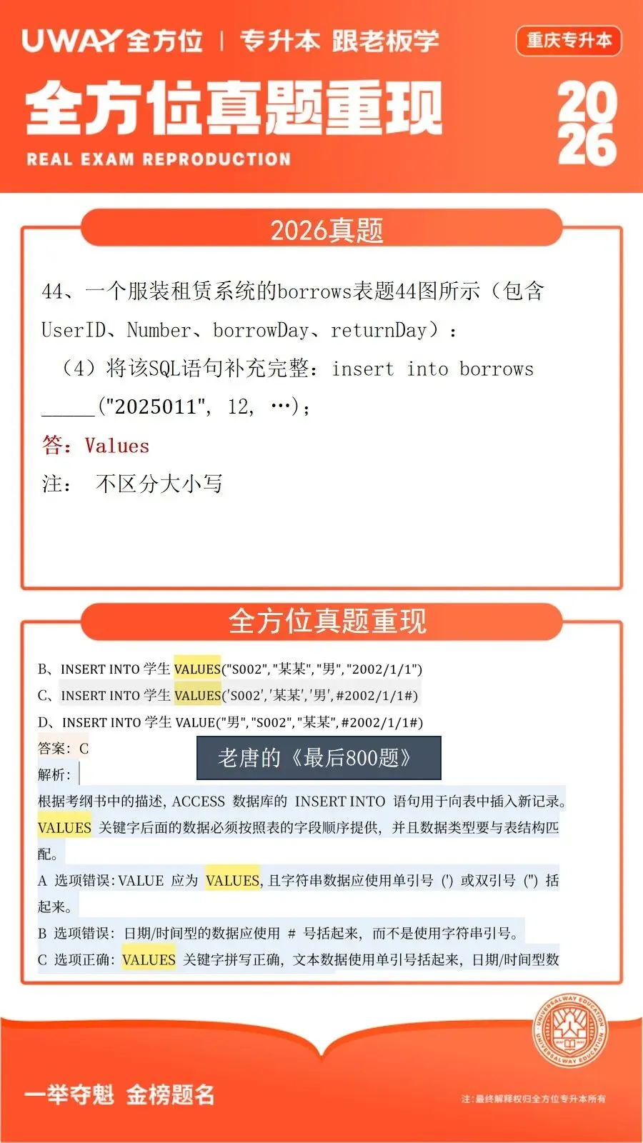 41道原题!2026年重庆专升本计算机真题重现 第38张