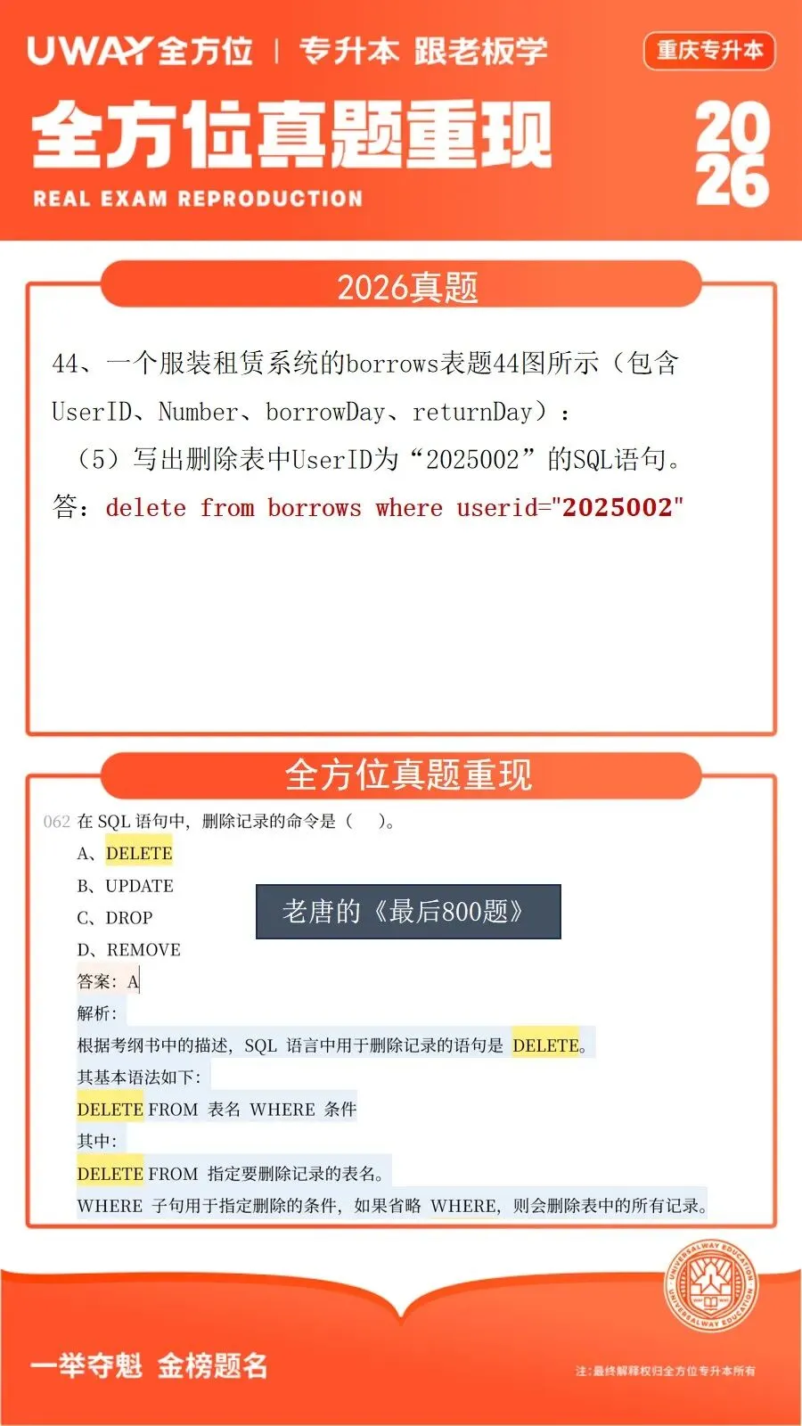 41道原题!2026年重庆专升本计算机真题重现 第39张
