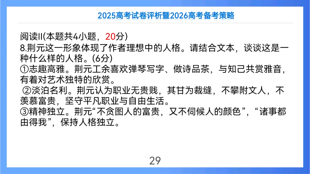 2025年高考语文全国Ⅱ卷试卷评析及2026备考策略(课件) 第29张