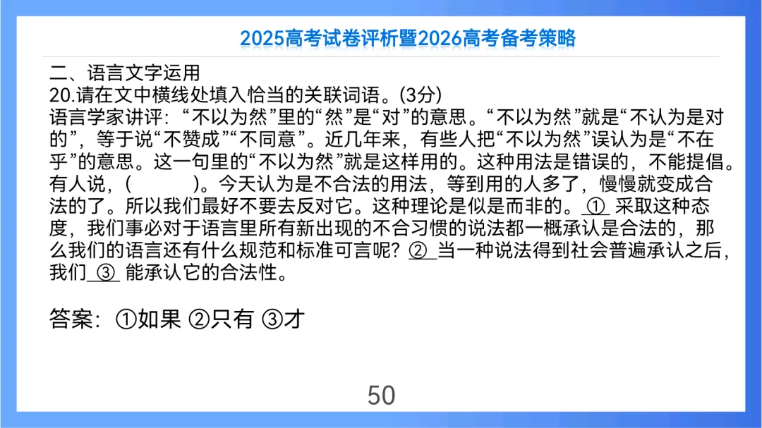 2025年高考语文全国Ⅱ卷试卷评析及2026备考策略(课件) 第50张