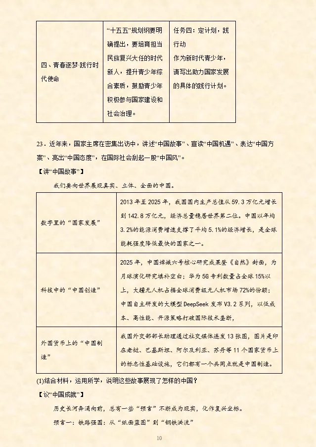 2026年中考道德与法治精品模拟测试卷01 ~10 第16张
