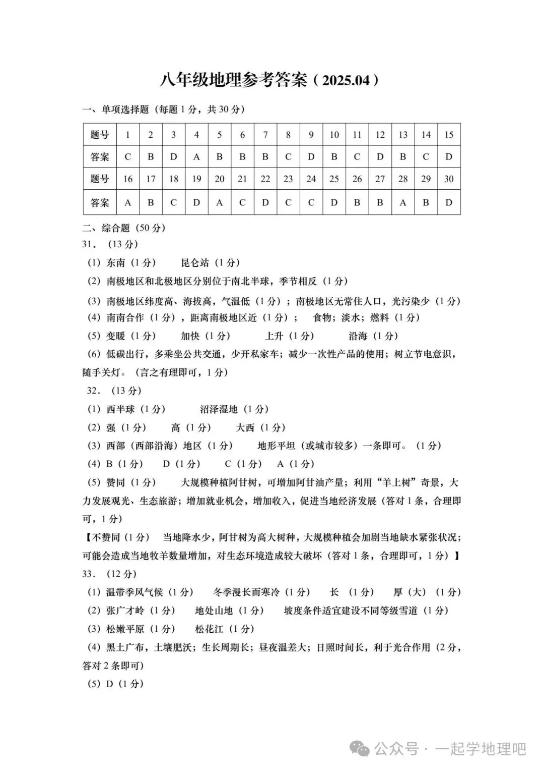 2025中考模拟(4)——青岛市西海岸新区一模(答案) 第2张