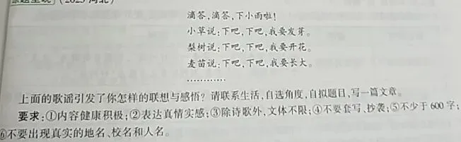 2025河北中考作文:雨润初心,成长有声 第1张