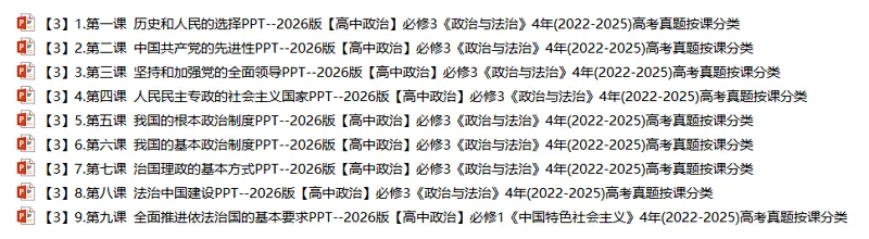 必修3《政治与法治》4年高考真题-按课分类-PPT+word(2022-2025) 第2张