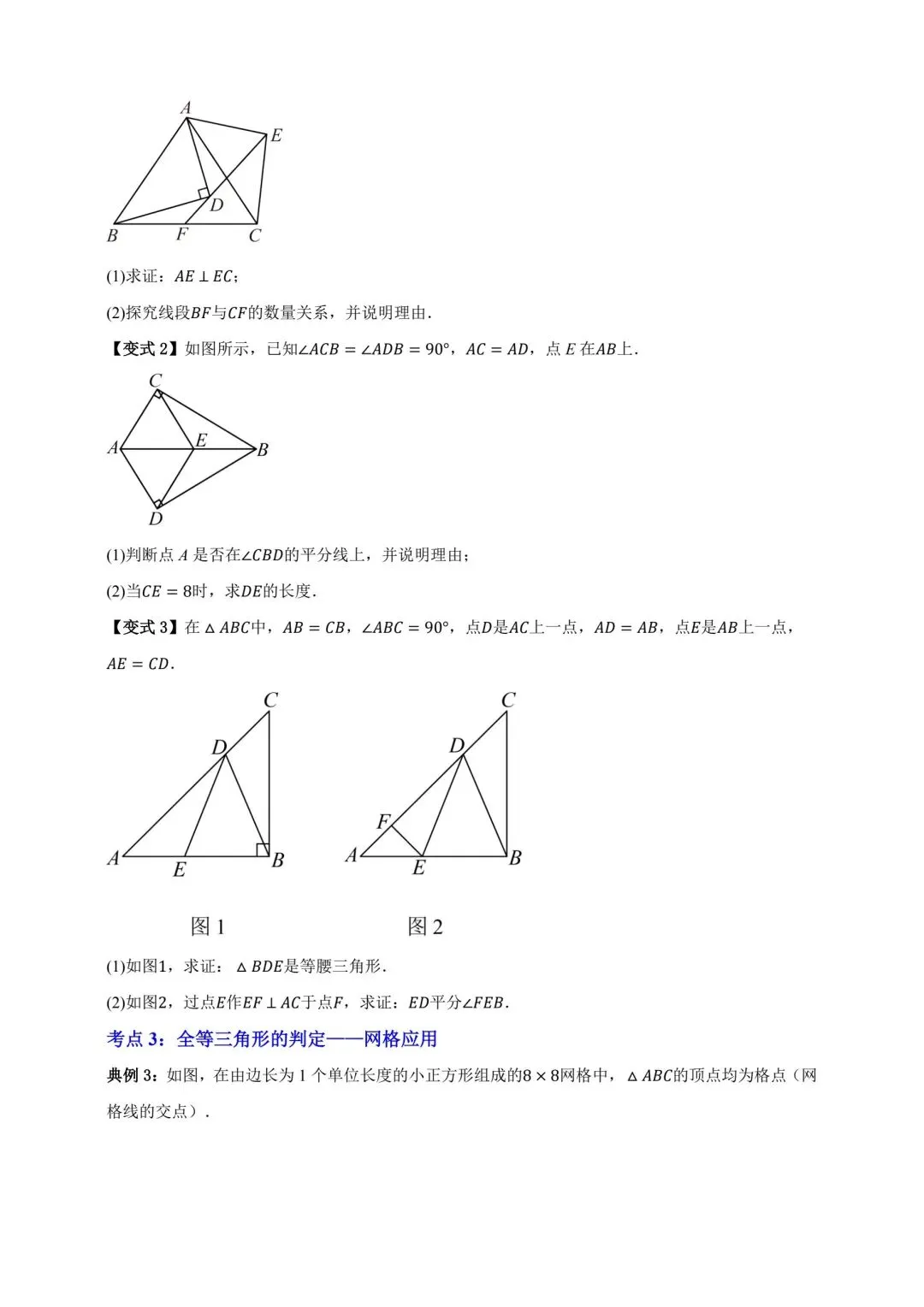 中考数学全等三角形专项复习 第4张