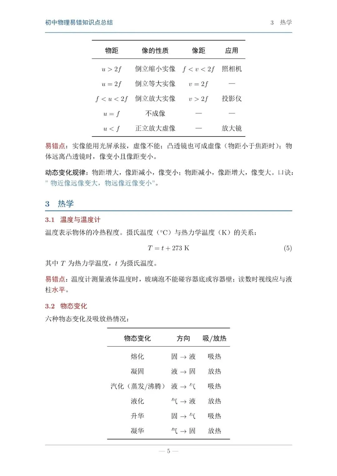 【中考物理】物理知识易错点汇总本 第3张