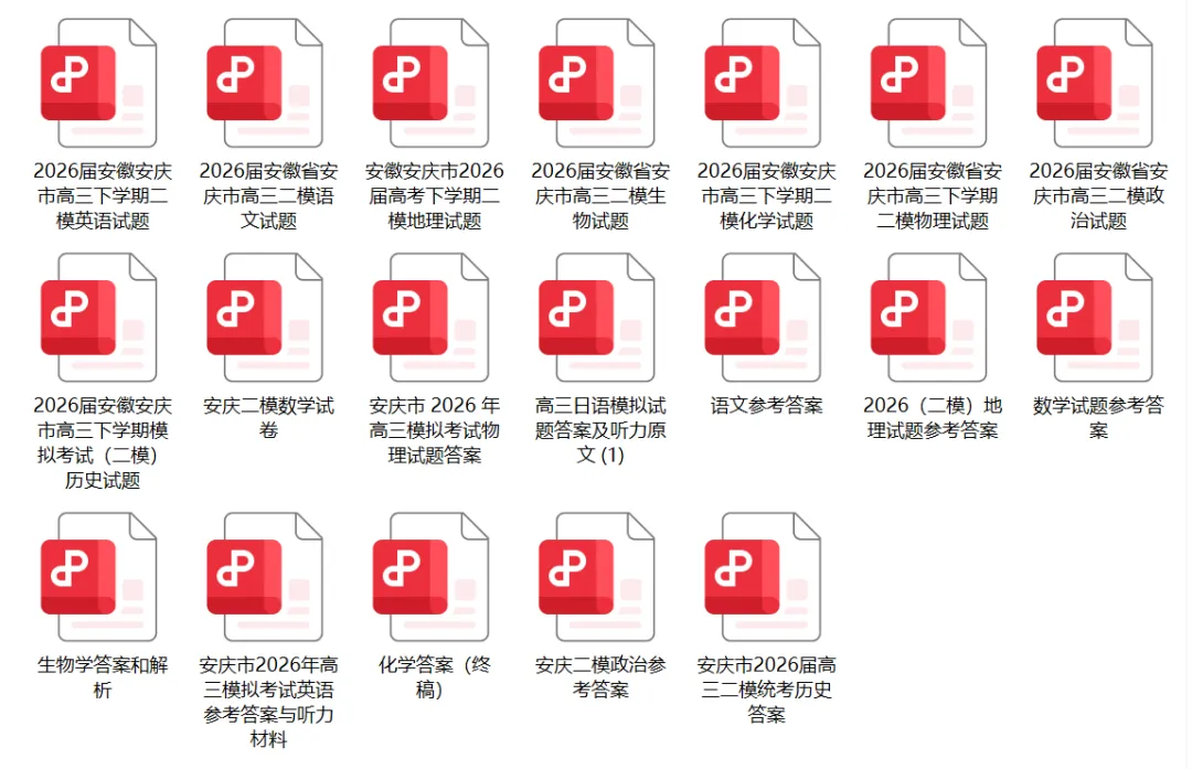 安庆市2026届高三第二次模拟考试全科试卷及答案解析 第2张