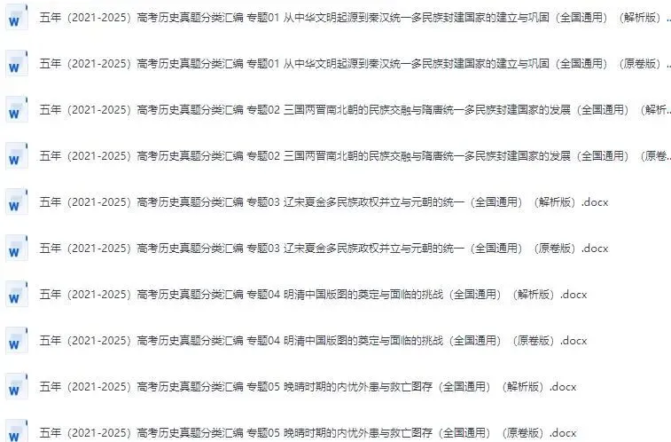 (2021-2025)五年高考历史真题分类汇编专题练习(全国通用) 有答案解析 第7张