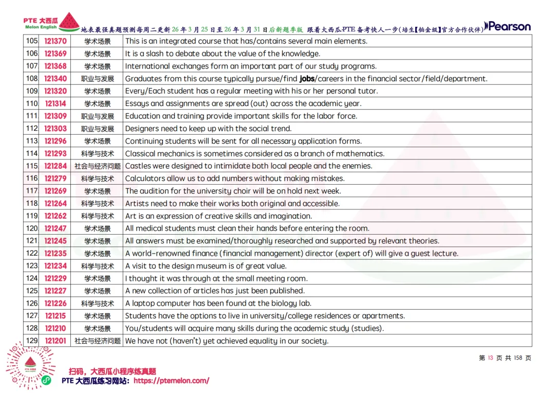 有波动!SWT新增!【PTE巨准真题预测】26年3月25日至3月31日|WFD再删2句,最高频仅剩157句,全网更准更精简! 第22张
