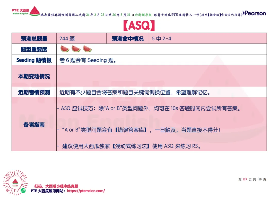有波动!SWT新增!【PTE巨准真题预测】26年3月25日至3月31日|WFD再删2句,最高频仅剩157句,全网更准更精简! 第42张
