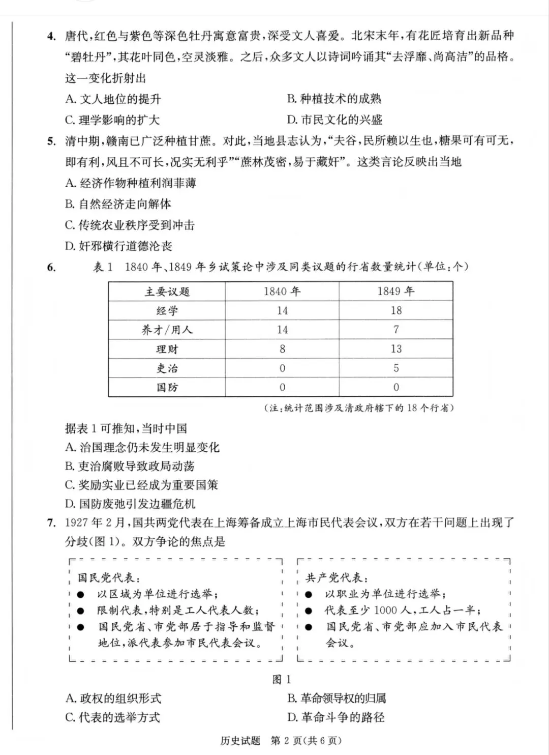 2026年成都高三第二次模拟测试历史试卷和参考答案(成都二诊历史) 第2张