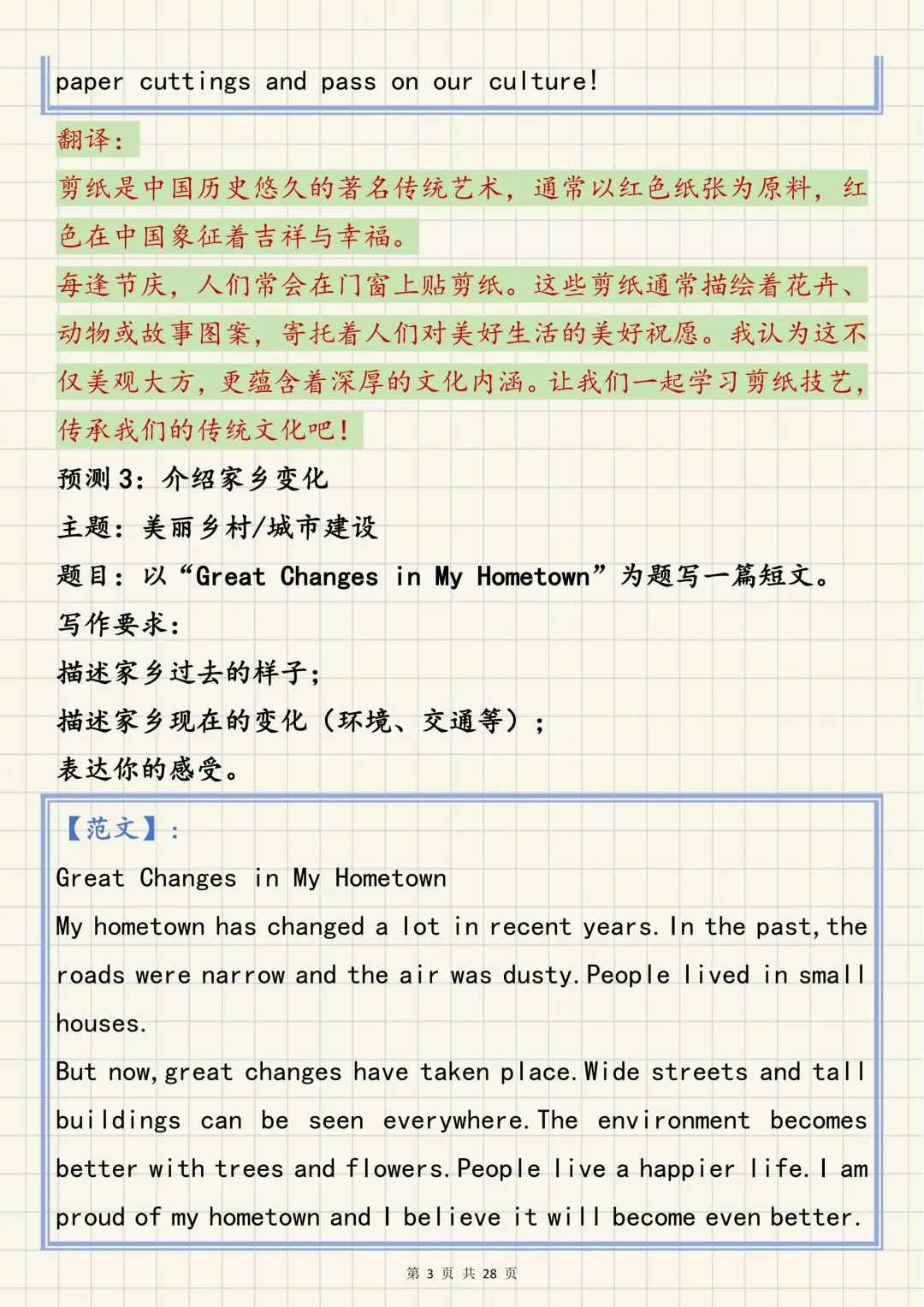 2026中考英语必背【英语30篇热点作文预测】,可打印 快收藏 第3张
