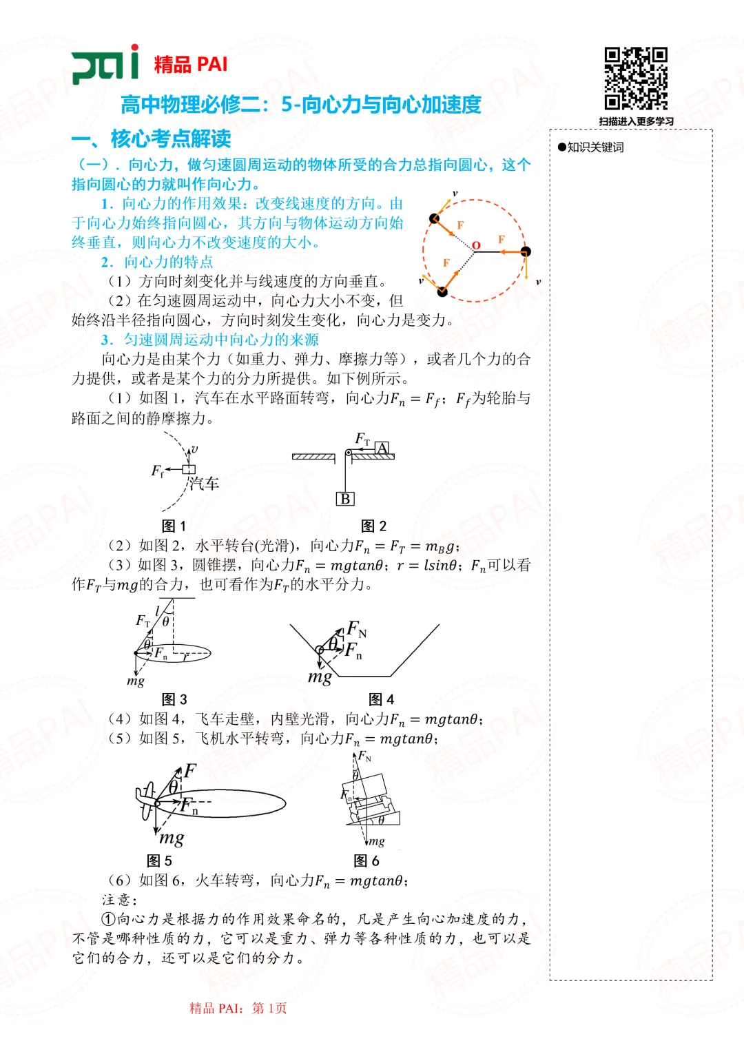 高中物理考点全析与经典真题---必修二:5.向心力与向心加速度 第2张