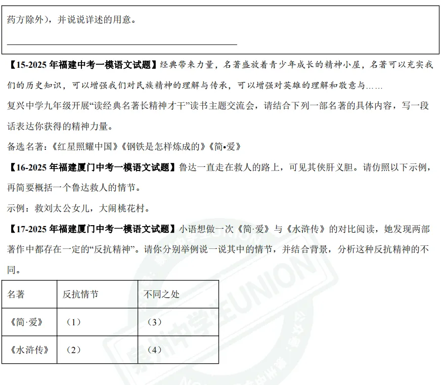 开放灵活!近5年福建中考名著阅读真题+模拟题练习!考前刷透! 第19张