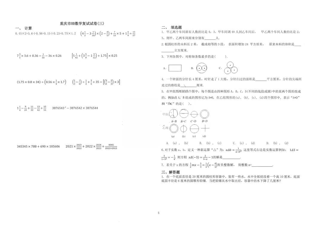 重庆宏八小升初复试卷 第8张