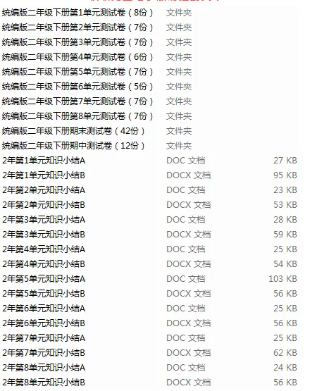 统编版语文二年级下册全册单元期中期末试卷(108份)+单元知识小结(16份) 第1张