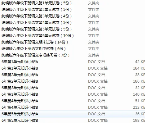 统编版语文六年级下册全册单元期中期末试卷(61份)+单元知识小结(10份) 第1张