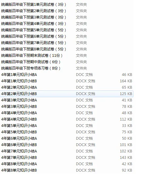 统编版语文四年级下册全册单元期中期末试卷(57份)+单元知识小结(16份) 第1张