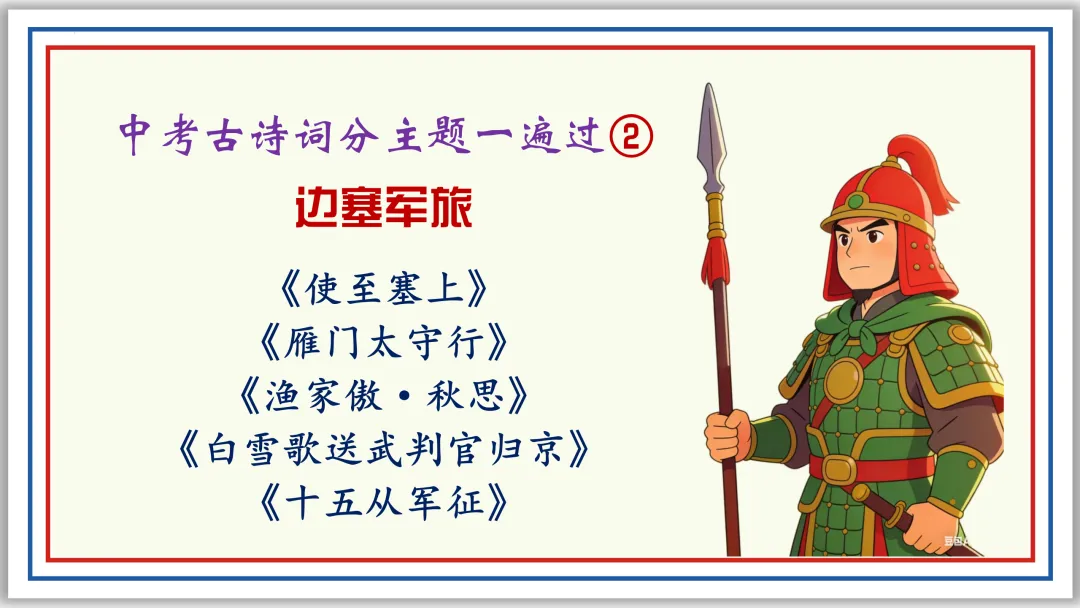 中考古诗词分主题一遍过②:边塞军旅 57张PPT 第1张