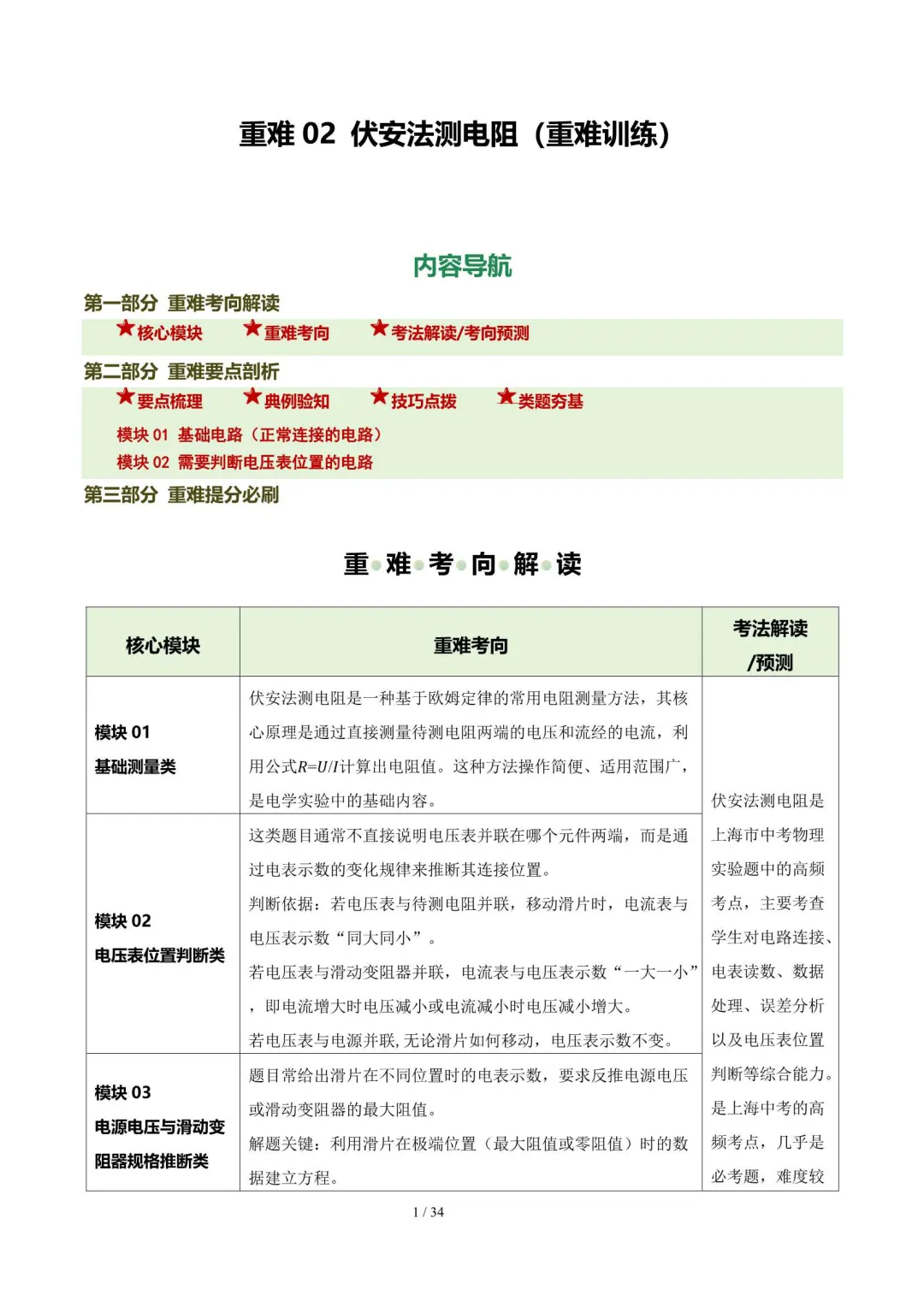 2026上海中考物理二轮复习重难点专练(附解析) 第4张