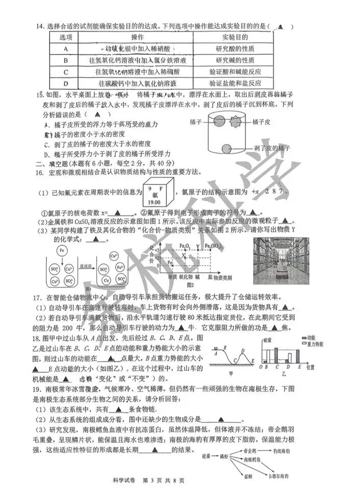 【中考模拟】浙江瑞安六校联考中考模拟(2026.3)(含答案) 第8张