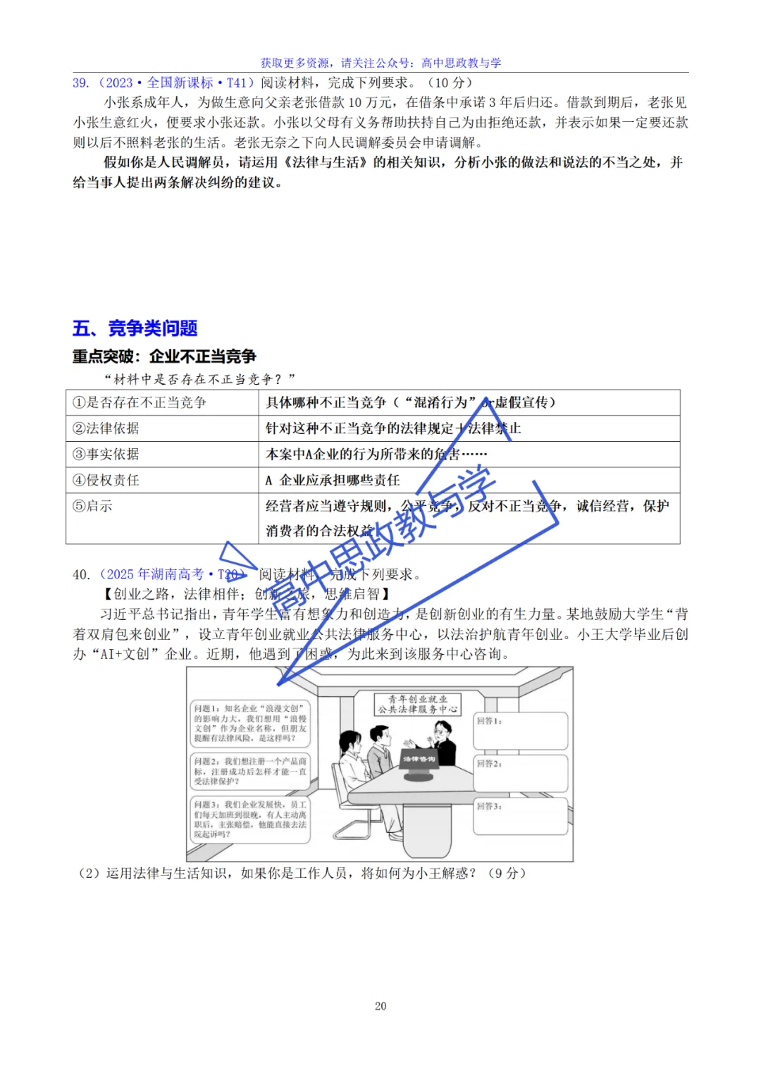 《法律与生活》主观题答题结构及高考真题训练(核心必备知识、七大类主观题解题方法、高考解析) 第17张